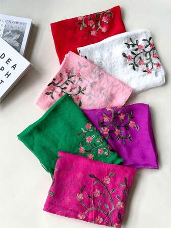 1pc Minimalist Elegant Delicate Embroidered Multi-Color Versatile Fashion Party/Travel Lightweight Scarf Shawl For Women, Spring/Summer New Arrival For Dress