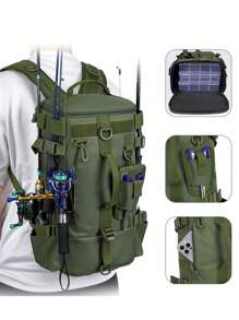 1 bolsa de pesca multifuncional de grande capacidade, bolsa de pesca Oxford azul à prova de respingos, mochila para vara de pesca, acesso rápido externo e equipamento de pesca, equipamento três em um para montanhismo, ciclismo e caminhada, pode ser carregada em um ombro, transversal ou na mão, simples e versátil, muito adequada para viagens diárias, acampamento, pesca e aventura, bolsa de montanhismo, Pesca Mare, presente masculino
