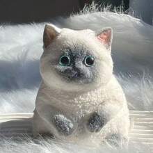 Muñeco de peluche realista hecho a mano de gato suave para apretar, figura decorativa de gato lindo y pequeño como alivio del estrés