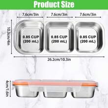 1pc Stainless Steel Snack Container, Reusable Condiment Spice Jar With Lid, 3-Compartment Food Storage Box, Suitable For School, Home, Travel,School Supplies