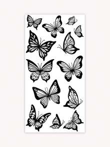 1pc Waterproof Temporary Butterfly Tattoo Sticker - Black - View 5