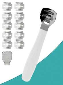 1Set Stainless Steel Pedicure Knife Cleaning Care Pedicure Tool Foot Rub Pedicure Set Foot Shaving File - Includes 10 Replacement Scrapers
