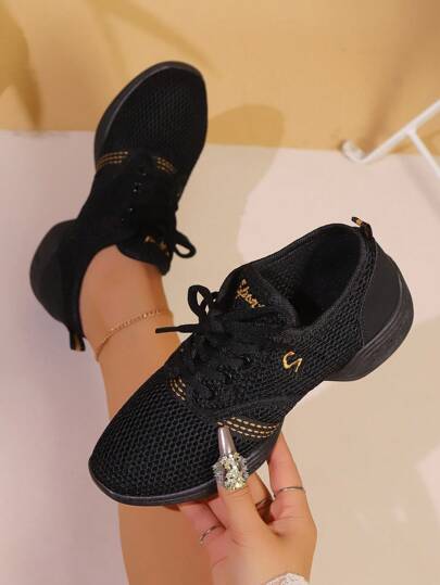 Women's Soft Comfortable Cushion Jazz Dance Shoes, Lightweight Breathable Low-Top Dance Sneakers Suitable For Modern Dancing