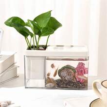 1 Stück multifunktionaler transparenter Schreibtischaquarium und Blumentopf - Doppelnutzung, geeignet für kleine Goldfische und Amphibien - Mini Kampffischbecken, Büro Schreibtisch Kleinfischbecken, Stifthalter Aufbewahrungsfischbecken - Schaffe eine andere Schreibtischlandschaft