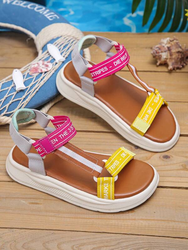 1 Paio di Sandali estivi regolabili unisex per bambini, con punta aperta, piatti, casual, antiscivolo, adatti per spiaggia e sport