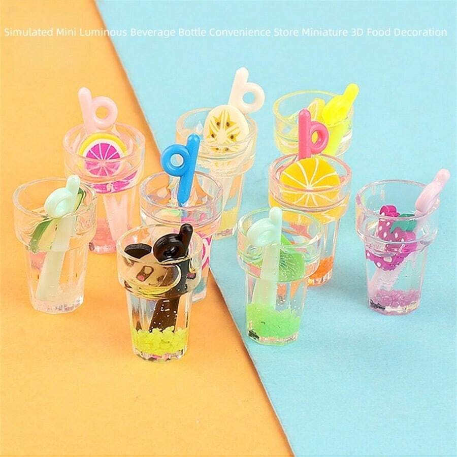 1pc Realistic Mini Luminous Drink Bottle Model, Convenience Store Miniature Decoration, Creative Home Decor Accessories