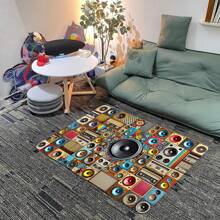 1 Stück gemusterter Teppich, modernes Kunstdesign Bodenmatte, Polyester, rutschfeste Rückseite, maschinenwaschbar, vielseitig für innen und außen nutzbar, Wohndekoration Teppich für Wohnzimmer, Schlafzimmer, Esszimmer, Camping