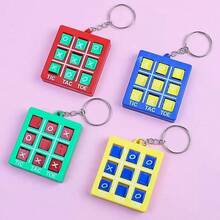 1pc Tic-Tac-Toe XO Tray Keychain, Plastic Tick Tac Toe Game Circle Cross Board Gift Toy - Multicolor - View 6