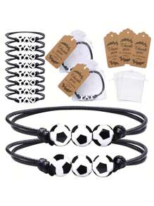 15/30/60 pièces Bracelet de soccer en vrac, ballon anti-stress de soccer avec porte-clés et porte-clés pour récompense, cadeau d'anniversaire thème soccer (aléatoire)