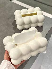 1pc Cloud Shaped Plastic Tissue Box, Square Desktop Tissue Box, Cotton Candy Design Napkin Paper Box, Suitable For Decoration In Living Rooms, Bedrooms, And Dining Tables - Multicolor - View 1