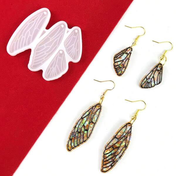 Moldes de borracha para asas e orelhas, 1/2/4/6/12 peças, acessórios para pingentes de asas e orelhas de libélula faça você mesmo, moldes decorativos de silicone para orelhas de asa de cigarra, asas de borboleta simuladas, asas de libélula, moldes de silicone de resina epóxi