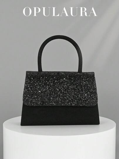 OpulAura Women's Fashionable Glitter Flip Flap Party Clutch Bag, Luxury Sparkly Evening Bag, Formal Handbag Suitable For Ball, Wedding, Party, Banquet, Birthday Events, Bridesmaids Gift, Bridal Clutch