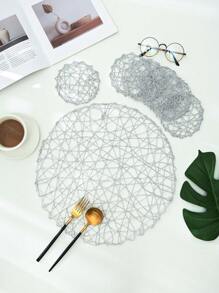 1-12pcs Handmade Woven Paper Placemats, Heat Insulation Coasters, Round Table Mats For Room Decor, Dining Table Decor, Home Decor, Suitable For Festivals, Parties, Birthdays, Weddings, And Dinners