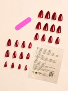 32Pcs Long Square/30Pcs Long Almond Shaped/24Pcs Medium Long Coffin Shaped/24Pcs Medium Long Oval/23Pcs Short Almond Press-On Nails, Solid Color Classic Thick Acrylic Nails, Suitable For Girls & Women Daily Wear, Diy Manicure, Christmas, New Year, Includes 1Pc Nail File & 1Pc Double-Sided Tape Nail Supplies Nails