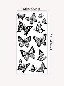 1pc Waterproof Temporary Butterfly Tattoo Sticker - Black - View 6