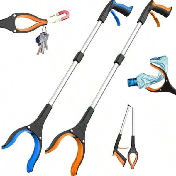 Herramientas de agarre, Recogedor plegable con pinzas giratorias a 360° y imanes, Pinzas para recoger basura, Pinzas ligeras, Pinzas resistentes adecuadas para personas mayores