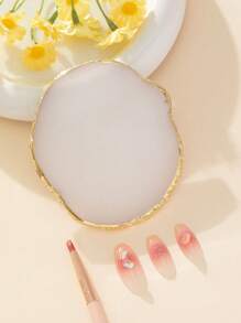 1 pieza Paleta de exhibición de colores de uñas personalizada de resina, Tablero de muestrario de colores de uñas de resina con apariencia de ágata redonda, Herramienta de mezcla de esmalte de uñas, Adecuado para mujeres y niñas