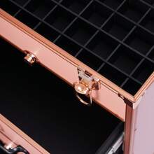 Trolley per il trucco con ruote, grande trolley per cosmetici con serrature, borsa per il trucco con divisori, organizer per cosmetici per trucco e nail art in viaggio, per acconciature.
