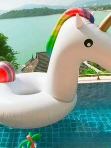 1pc Extra Large Unicorn Inflatable Swimming Ring, Unique 120cm Thicker Buoyant Life Preserver Ring - Multicolor - View 7