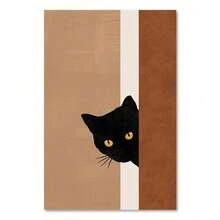 1 件可选画框太阳碗黑猫现代帆布画抽象波西米亚风海报房间墙壁艺术家居装饰可重复使用画框