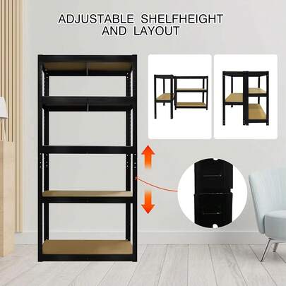 Vandise Heavy Duty 5-Tier Boltless Steel Storage Shelves Unit, Adjustable Garage Shelving Rack For Workshop Warehouse Office, Industrial Metal Shelves With 175kg/Shelf Capacity, Easy Assembly DIY Storage Solution (150x70x30cm) *Ideal For Garage/Basement/Kitchen/Home Storage, Multi-Purpose Utility Shelf For Tools, Books, Seasonal Decor – Perfect For Christmas/Halloween Gifts & Space Organization!*