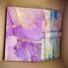 Stylish Funky File Organizer With 5 Pockets And 16 Labels, Natural Marble Expanding File Folder, Make Your Study, Life And Work Be Different - 8 Patterns Optional Back To School,Back To School,School Supplies