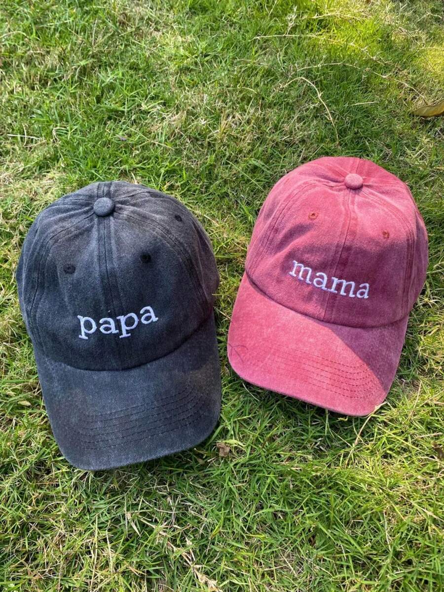 Customized Baseball Cap, Personalized Text, Matching Vintage Style Baseball Cap, Gift For New Dad Or Mom, Pregnancy Announcement, Maternity Reveal Gift, Custom Embroidered Text For New Parents, Mother's Day/Father's Day Memorial, Holiday Surprise Gift - Multicolor - View 1