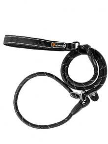 专业遛狗牵引绳、宠物防拉链绳、训练项圈项链配件 - 灰色 - 查看 4