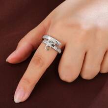 1 Stück geometrischer Kreuz-Design Synthetik-Zirkonia Damen-Ring