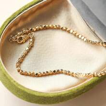 1pc S925 Sterling Silver Plated Gold Water Ripple Woven Simple Twisted Rope Chain Bracelet For Women, Minimalist And Versatile - Yellow Gold - View 1