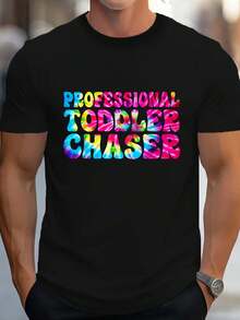 100% Cotton Professional Toddler Chaser Tie Dye Daycare Provider Teacher T-Shirt Women's Men's Graphic Tee Causal Tops - 黑色 - 查看 1