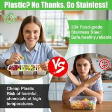 1pc Stainless Steel Snack Container, Reusable Condiment Spice Jar With Lid, 3-Compartment Food Storage Box, Suitable For School, Home, Travel,School Supplies