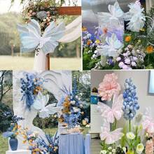 1 pieza de mariposa artificial gigante de gasa multicolor, semitransparente, para decoración de bodas, manualidades DIY, fiestas, celebraciones, decoración del hogar y regalos festivos