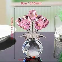 1 Piece Handmade Crystal Red Rose Flower Figurine With Round Vase, Romantic Rose Gifts For Women On Valentine's Day Mother's Day Birthday, Rose Collectible Figurines For Home Party Wedding Decorations - Multicolor - View 4