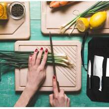 HERSENT Chef's Knife Roll Bag,Portable Travel Chef Knife Case Carrier Storage Bag With 4 Slots Best Gift For Pro Chef Or Culinary Enthusiasts