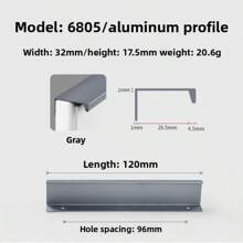 1pc Modern Simple Aluminum Alloy Hidden Furniture Cabinet Door Handle Side Installation Without Drilling Installation Wardrobe Cabinet Drawer Handle Furniture Hardware