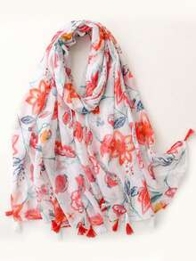 1条180*85厘米沙滩巾，女士防风柔软头巾，时尚新款防沙围巾，户外防晒流行薄披肩，奢华印花长方形围巾，四季流苏头巾，头巾，配饰，女士秋冬情人节礼物 - 彩色 - 查看 18