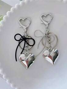 1 szt. Damski minimalistyczny brelok z kokardą i sercem 3D, wszechstronny prezent na torbę/klucz samochodowy, zawieszka do torby, plecak do szkoły, uroczy gotycki Y2k