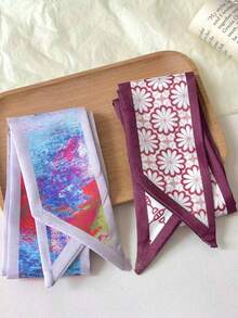 4件套女士新款中国风图案围巾头带，休闲优雅日常佩戴配饰，礼物发带头巾发箍吸汗带，秋冬季女士发饰蝴蝶结度假装扮女士头巾柔软头巾 - 彩色 - 查看 4