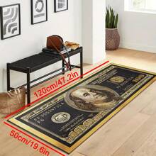 1pc Interesting Portrait & Dollar Bill Pattern Rug, Modern Creative Cartoon INS Style American Elements Rectangle Soft Area Carpet, Applicable For Outdoor, Entrance, Living Room, Bedroom, Laundry Room, Bathroom, Game Room, Washable All Season Bedside Mat, Home Decor