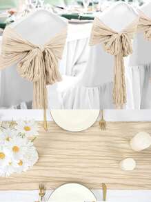 5pcs Beige Pleated Table Runner, Folded Tablecloth, Holiday Birthday Decorations Wedding Decorations Vacation House Decorations Party Room Table Decorations Beige Table Cover, Table Flag, Solid Color Table Cloth, Birthday Decorations Wedding Decorations Table Set, Party Decorations Table Skirt, Party Favors, Christmas Decoration, Christmas Table Runner, Christmas Decoration, Halloween Decoration