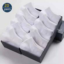 10/20 Pairs Summer Invisible Loafer Socks For Men & Women, Disposable Short Socks In Solid Black & White, Suitable For Travel, Easy Care - Multicolor - View 12