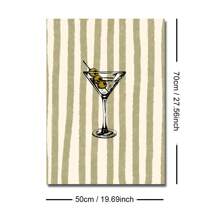 1 pezzo Stampa pittorica bohémien a strisce per bicchieri martini, cartellone da parete minimalista per bar, vino e carrello, arte vintage per sala da pranzo, soggiorno, ristorante, decorazione moderna per la casa