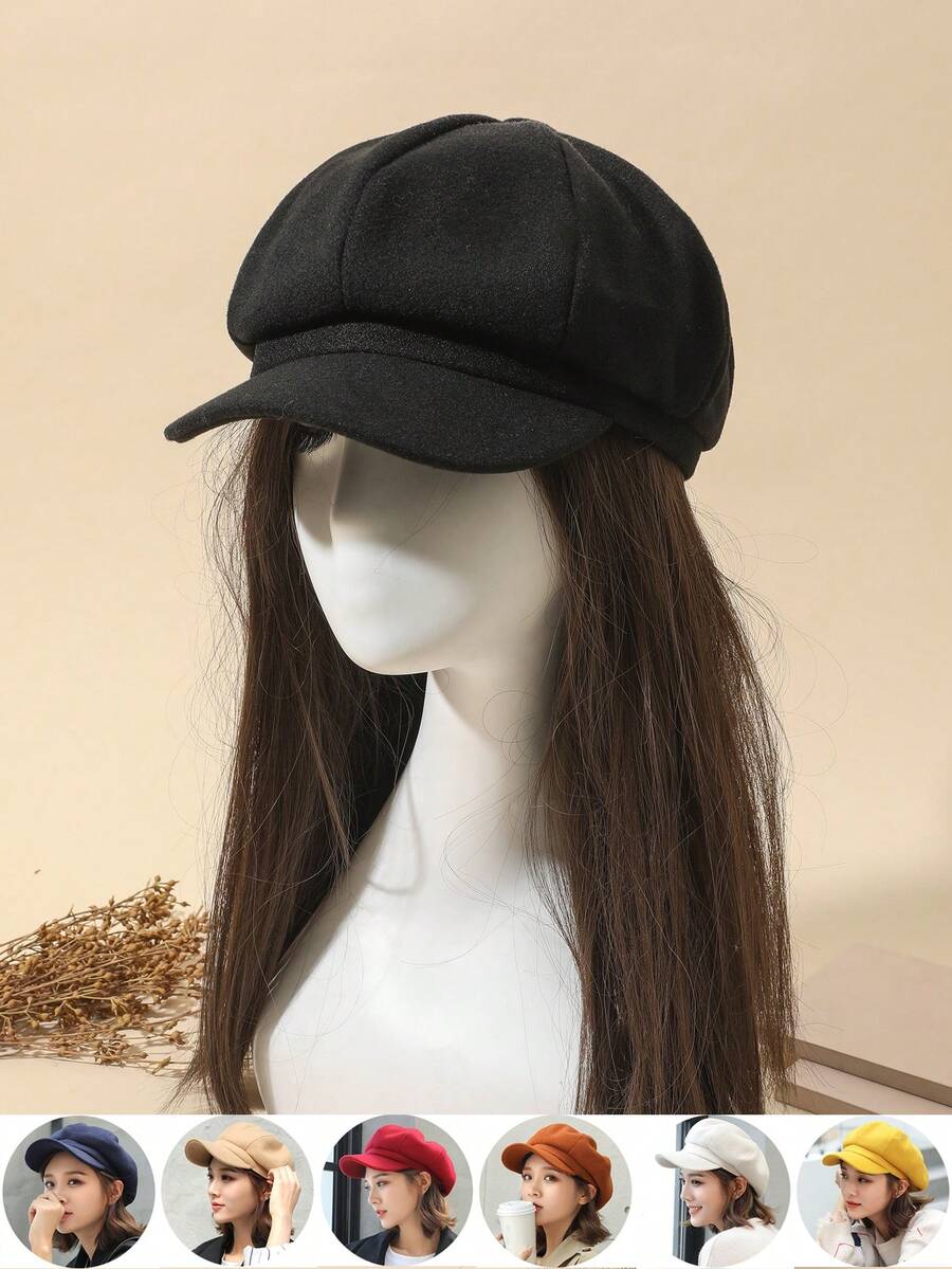 1pc Fashionable Newsboy Hat, Suitable For Daily Wear - Black - View 1