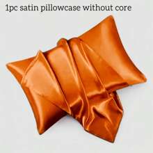 1 pieza Funda de almohada de satén, funda de almohada de seda para el cabello y la piel, lujosa y sedosa, ultra suave y transpirable, sin relleno, fundas de cojín lavables a máquina para decoración del hogar, decoración del dormitorio