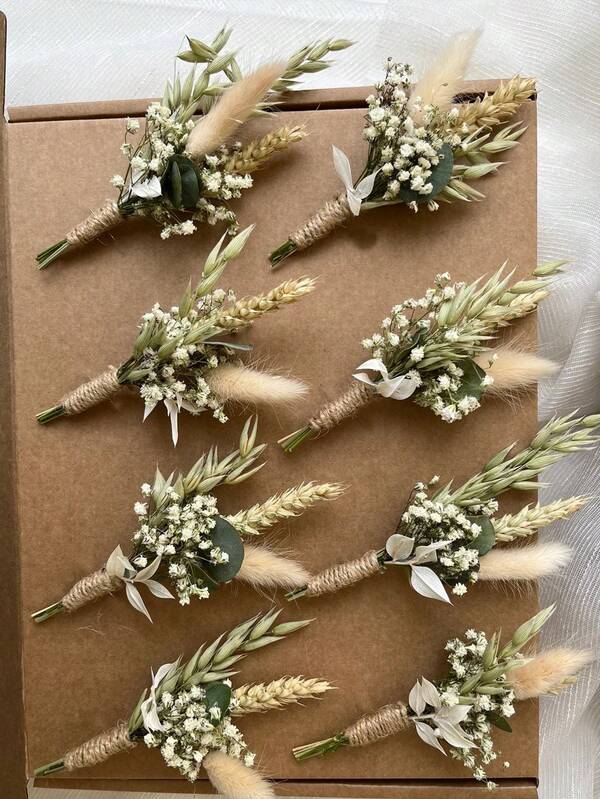 طقم بوهيمي من باقات الزهور المجففة الصغيرة | ترتيبات زجاجات صغيرة | ديكورات طاولة | هدية صندوق الحرف ، ديكور الخريف