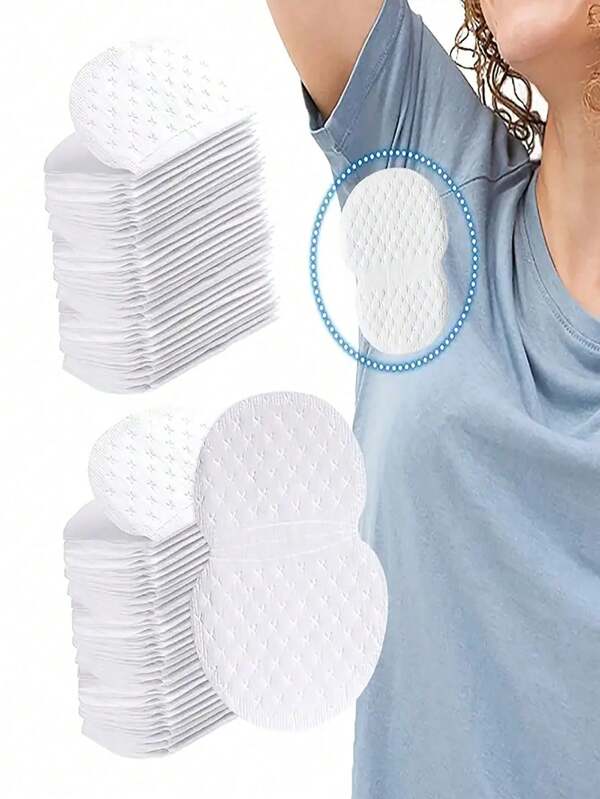 50 piezas de Almohadillas para el sudor axilar, almohadillas de absorción desechables para axilas, duraderas y efectivas, transpirables, invisibles, cómodas y sin olor, fáciles de usar, aptas para hombres y mujeres en verano, refrescante, playa, viaje