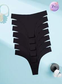 Set de 7 tangas sin costuras para mujer, sexy y de tela fina y cómoda, adecuado como regalo para el Día de San Valentín, Navidad o cumpleaños