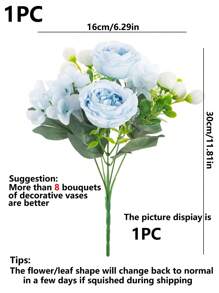 1/3 Stücke romantische Seide Pfingstrosenstrauß künstliche Hortensienblumen Tischgesteck Kunststoff Dahlien Handblume Anordnung für Hochzeit/Zuhause/Schlafzimmer/Wohnzimmer/Tischdekoration/Brautstrauß/Muttertag