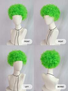 Peluca afro corta y esponjosa con flequillo, peluca de estilo hippie disco rizado sintético unisex para Halloween, Navidad, bar, club, fiesta rave, decoración, fotografía, accesorios de actuación en el escenario, opción ideal para regalos de cumpleaños, múltiples opciones de color, aspecto natural, fácil de usar